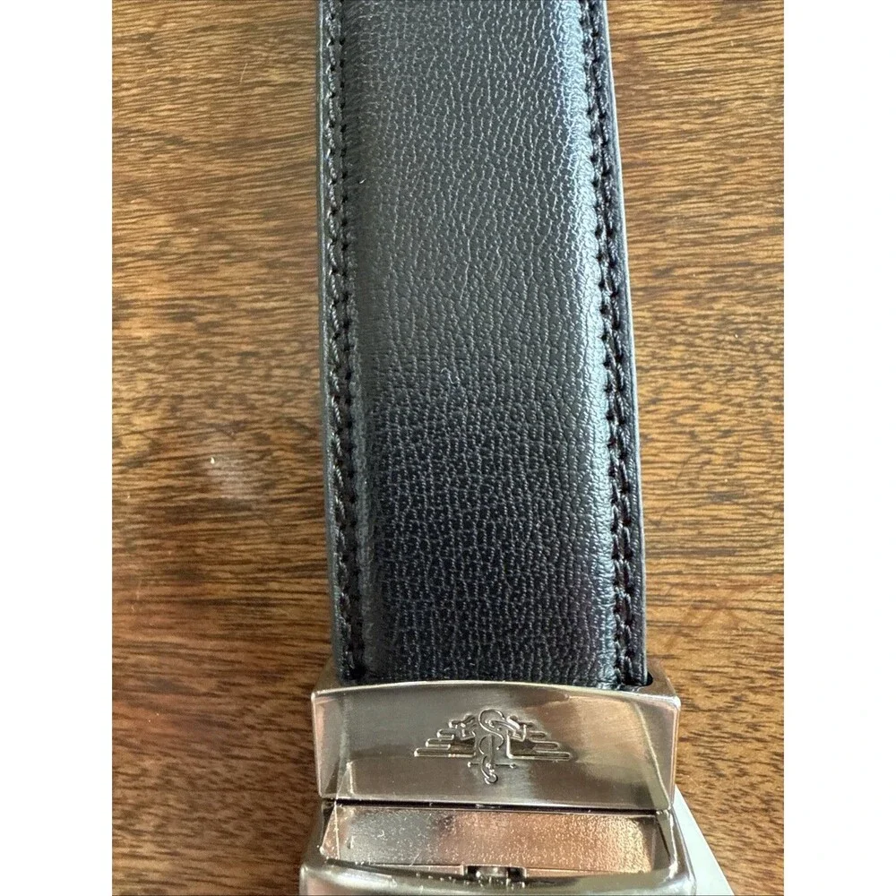 NEW Dockers Men's Genuine Leather Edge Double Stitch Belt Size M 34-36 Black